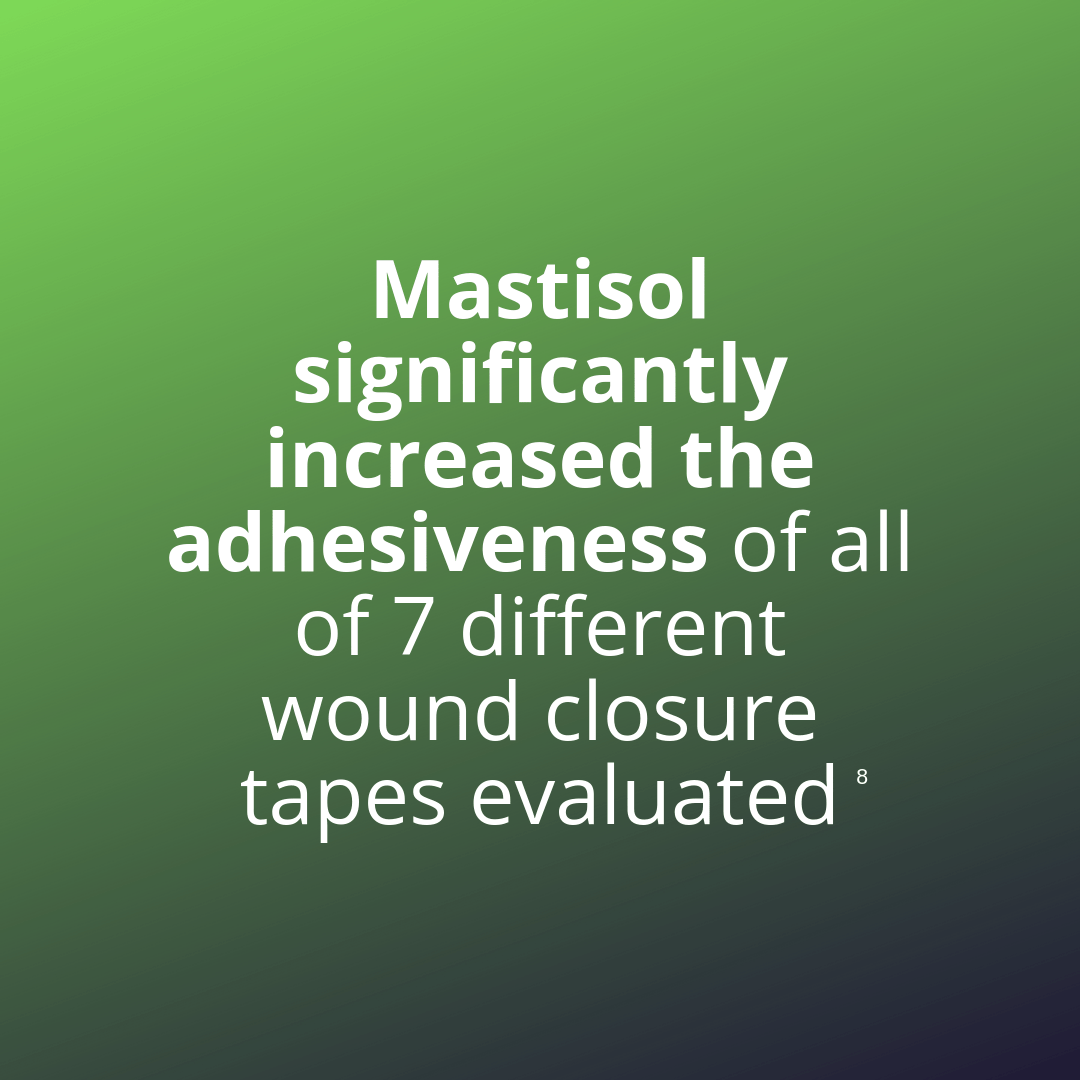 Mastisol significantly increased the adhesiveness of all of 7 different wound closure tapes evaluated