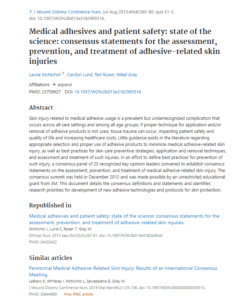Medical adhesives and patient safety: state of the science: consensus statements for the assessment, prevention, and treatment of adhesive-related skin injuries cover